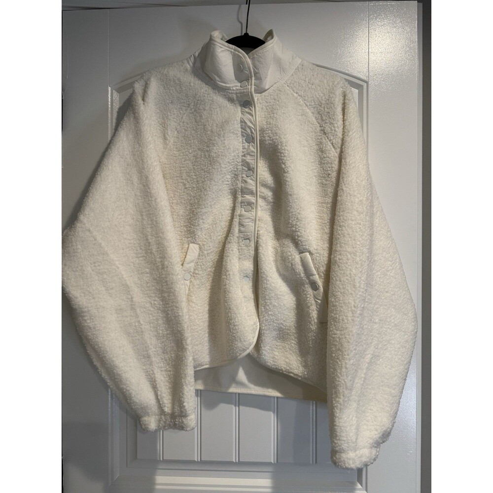 Member’s Mark Women’s XL Sherpa Shacket Jacket Ivory Cream Snap Front Fleece NWT